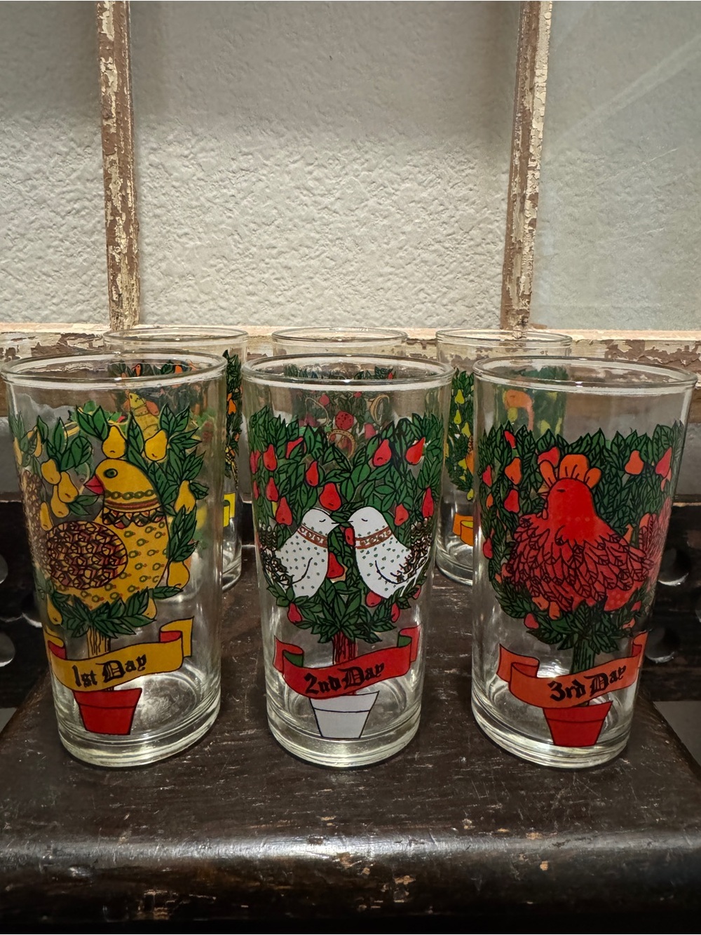 Complete set Vintage Indiana Glass "12 Days of Christmas" Tumbler Set